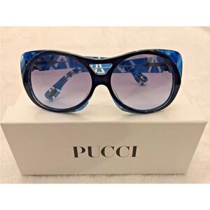 New In Box Mint in Case EMILIO PUCCI DESIGNER AVIATOR SUNGLASSES Iconic Print